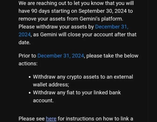 Gemini to shut down Canadian accounts, users given 90-day ultimatum to withdraw funds